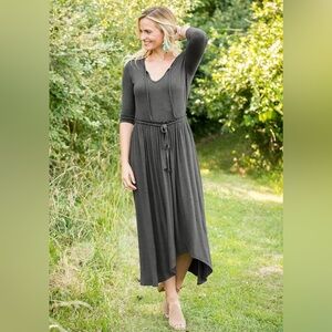 Matilda Jane Charcoal Go West Long Sleeve Maxi Dress Size Small